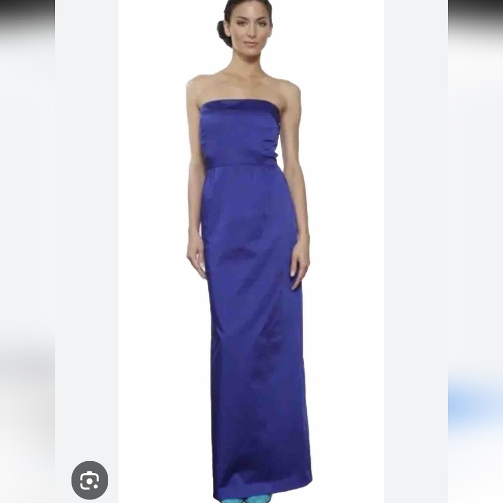 Talbots strapless satin gown Royal Blue With Pockets 14p